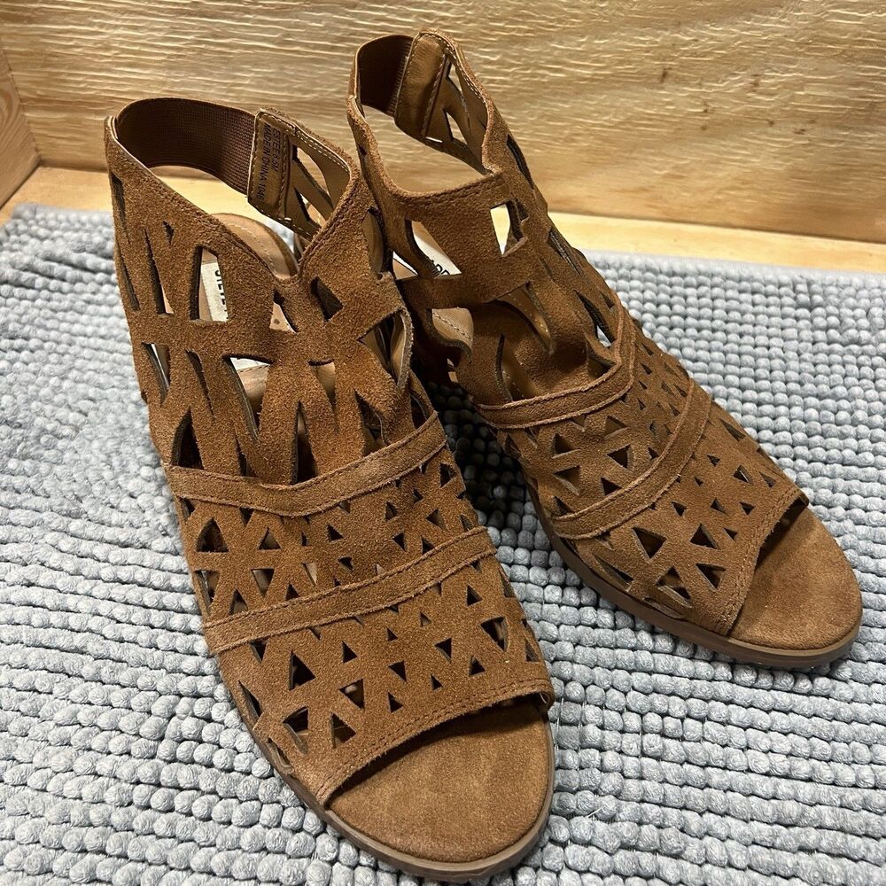 Steve Madden Women's Size 8.5M Cognac Suede Cutout Gladiator Sandals Boho